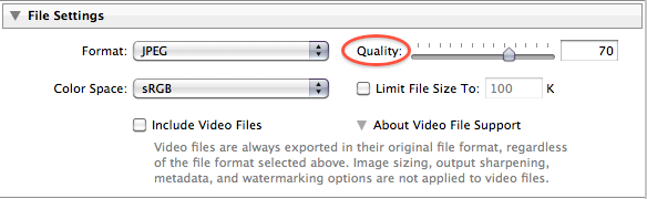 Lightroom JPEG export options